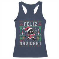 Santa Cat Feliz Navidart Racerback Tank Top Funny Dartist Ugly Christmas Gift - Wonder Print Shop