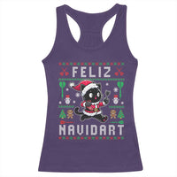 Santa Cat Feliz Navidart Racerback Tank Top Funny Dartist Ugly Christmas Gift - Wonder Print Shop
