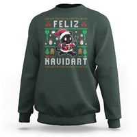 Santa Cat Feliz Navidart Sweatshirt Funny Dartist Ugly Christmas Gift - Wonder Print Shop