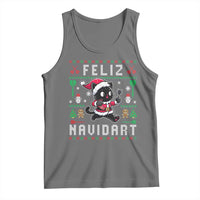 Santa Cat Feliz Navidart Tank Top Funny Dartist Ugly Christmas Gift - Wonder Print Shop