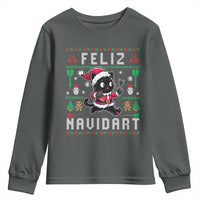 Santa Cat Feliz Navidart Youth Sweatshirt Funny Dartist Ugly Christmas Gift - Wonder Print Shop