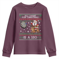All I Want For Christmas Is A 180 Youth Sweatshirt Santa Dart Player Xmas Gift - Wonder Print Shop