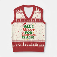Funny Dart Player V-Neck Knit Sweater Vest All I Want For Xmas Is A 180 - Wonder Print Shop
