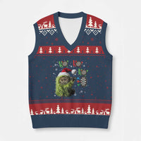 Funny Cat Throwing Dart Ho Ho Ho V-Neck Knit Sweater Vest Xmas Gift For Dart Player - Wonder Print Shop