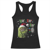 Funny Cat Throwing Dart Ho Ho Ho Racerback Tank Top Christmas Gift For Dart Player - Wonder Print Shop