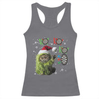 Funny Cat Throwing Dart Ho Ho Ho Racerback Tank Top Christmas Gift For Dart Player - Wonder Print Shop