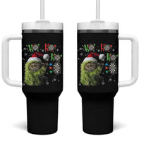 Funny Cat Throwing Dart Ho Ho Ho Tumbler With Handle Christmas Gift For Dart Player - Wonder Print Shop