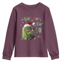 Funny Cat Throwing Dart Ho Ho Ho Youth Sweatshirt Christmas Gift For Dart Player - Wonder Print Shop