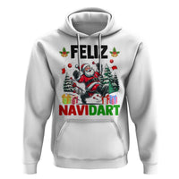 Dartist Feliz Navidart Hoodie Funny Santa Running From Darts Christmas Gift - Wonder Print Shop