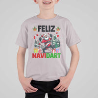 Dartist Feliz Navidart T Shirt For Kid Funny Santa Running From Darts Christmas Gift - Wonder Print Shop