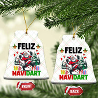 Dartist Feliz Navidart Ceramic Ornament Funny Santa Running From Darts Christmas Gift - Wonder Print Shop