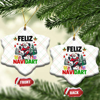 Dartist Feliz Navidart Ceramic Ornament Funny Santa Running From Darts Christmas Gift - Wonder Print Shop