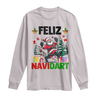 Dartist Feliz Navidart Long Sleeve Shirt Funny Santa Running From Darts Christmas Gift - Wonder Print Shop