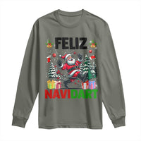Dartist Feliz Navidart Long Sleeve Shirt Funny Santa Running From Darts Christmas Gift - Wonder Print Shop