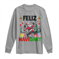 Dartist Feliz Navidart Long Sleeve Shirt Funny Santa Running From Darts Christmas Gift - Wonder Print Shop