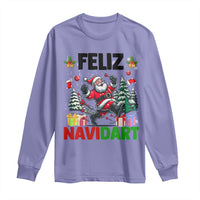 Dartist Feliz Navidart Long Sleeve Shirt Funny Santa Running From Darts Christmas Gift - Wonder Print Shop