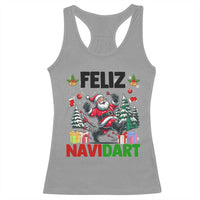 Dartist Feliz Navidart Racerback Tank Top Funny Santa Running From Darts Christmas Gift - Wonder Print Shop