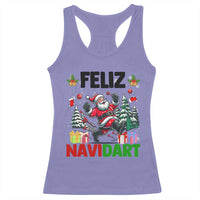 Dartist Feliz Navidart Racerback Tank Top Funny Santa Running From Darts Christmas Gift - Wonder Print Shop