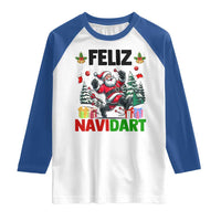 Dartist Feliz Navidart Raglan Shirt Funny Santa Running From Darts Christmas Gift - Wonder Print Shop
