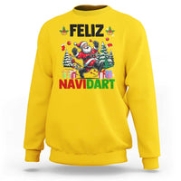 Dartist Feliz Navidart Sweatshirt Funny Santa Running From Darts Christmas Gift - Wonder Print Shop