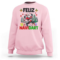 Dartist Feliz Navidart Sweatshirt Funny Santa Running From Darts Christmas Gift - Wonder Print Shop