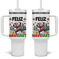 Dartist Feliz Navidart Tumbler With Handle Funny Santa Running From Darts Christmas Gift - Wonder Print Shop