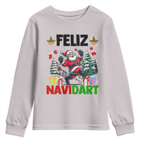 Dartist Feliz Navidart Youth Sweatshirt Funny Santa Running From Darts Christmas Gift - Wonder Print Shop