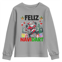 Dartist Feliz Navidart Youth Sweatshirt Funny Santa Running From Darts Christmas Gift - Wonder Print Shop