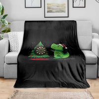 Christmas Dinosaur Dart Player Throw Blanket Funny Dino Lover - Wonder Print Shop