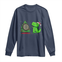 Christmas Dinosaur Dart Player Long Sleeve Shirt Funny Dino Lover - Wonder Print Shop