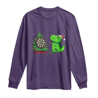 Christmas Dinosaur Dart Player Long Sleeve Shirt Funny Dino Lover - Wonder Print Shop
