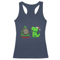 Christmas Dinosaur Dart Player Racerback Tank Top Funny Dino Lover - Wonder Print Shop