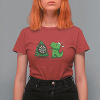 Christmas Dinosaur Dart Player T Shirt For Women Funny Dino Lover - Wonder Print Shop