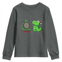 Christmas Dinosaur Dart Player Youth Sweatshirt Funny Dino Lover - Wonder Print Shop