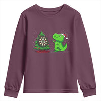 Christmas Dinosaur Dart Player Youth Sweatshirt Funny Dino Lover - Wonder Print Shop