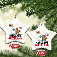 Funny Polar Bear Political Protest Ceramic Ornament Hands Off Greenland