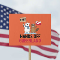 Funny Polar Bear Political Protest Protest Sign Hands Off Greenland