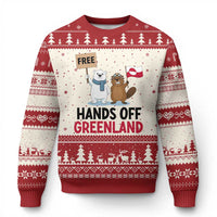 Funny Polar Bear Political Protest Ugly Christmas Sweater Hands Off Greenland