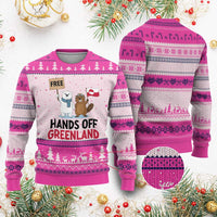 Funny Polar Bear Political Protest Ugly Christmas Sweater Hands Off Greenland