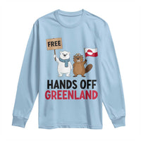 Funny Polar Bear Political Protest Long Sleeve Shirt Hands Off Greenland