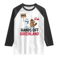 Funny Polar Bear Political Protest Raglan Shirt Hands Off Greenland