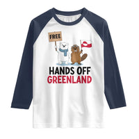Funny Polar Bear Political Protest Raglan Shirt Hands Off Greenland