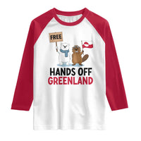 Funny Polar Bear Political Protest Raglan Shirt Hands Off Greenland
