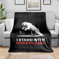 I Stand With Greenland Throw Blanket Anti Fascist Political Parody Gift