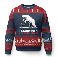 I Stand With Greenland Ugly Christmas Sweater Anti Fascist Political Parody Gift
