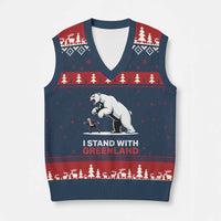 I Stand With Greenland V-Neck Knit Sweater Vest Anti Fascist Political Parody Gift