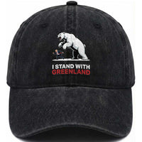 I Stand With Greenland Washed Cotton Baseball Cap Anti Fascist Political Parody Gift