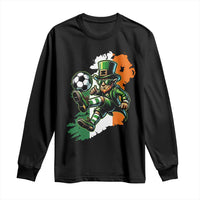 Funny Leprechaun Playing Soccer Long Sleeve Shirt St Patricks Day