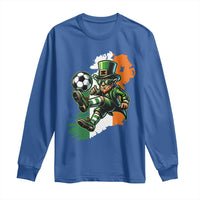 Funny Leprechaun Playing Soccer Long Sleeve Shirt St Patricks Day