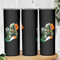 Funny Leprechaun Playing Soccer Skinny Tumbler St Patricks Day